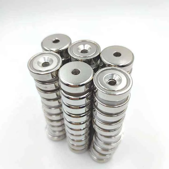 Magnetau Pot Neodymium Cryf Gyda Twll